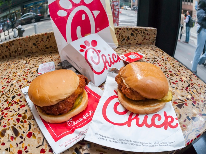 What are the main items on the Chick-fil-A drive-thru menu